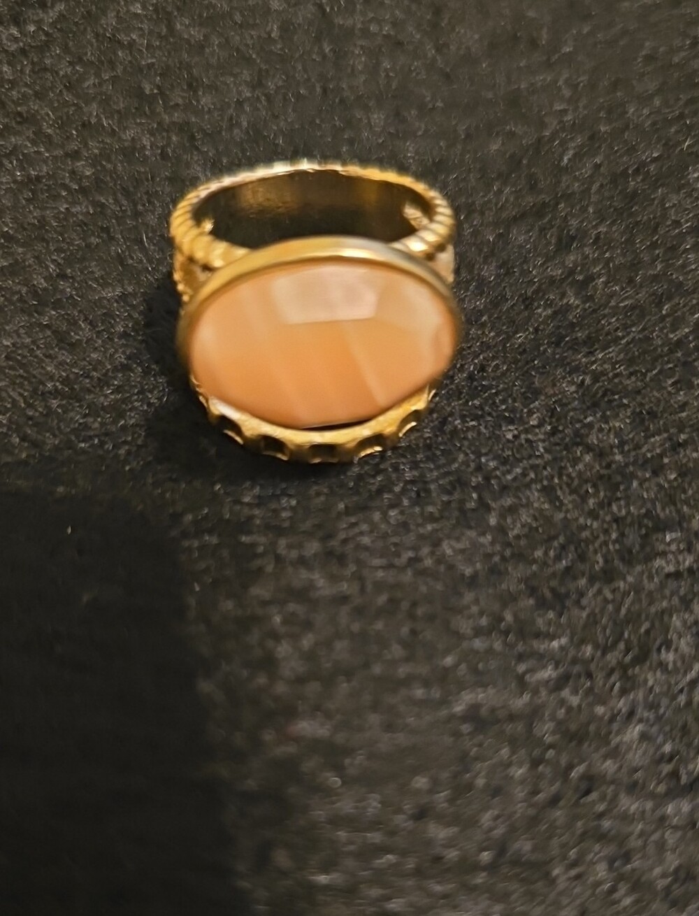 Gold-Tone Peach Stone Cocktail Ring - Women's Fashion Jewelry